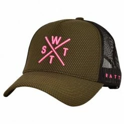 Casquettes WATTS TRUCKER CAP TRIBE CARBON KAKI/PIN 23 Vert / Rose / Noir