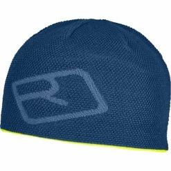 Bonnets Ski ORTOVOX MERINO LOGO KNIT BEANIE PETROL BLUE 23 Bleu / Noir