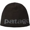 Bonnets Ski PATAGONIA BEANIE HAT LOGO BELWE BLACK 22 Noir
